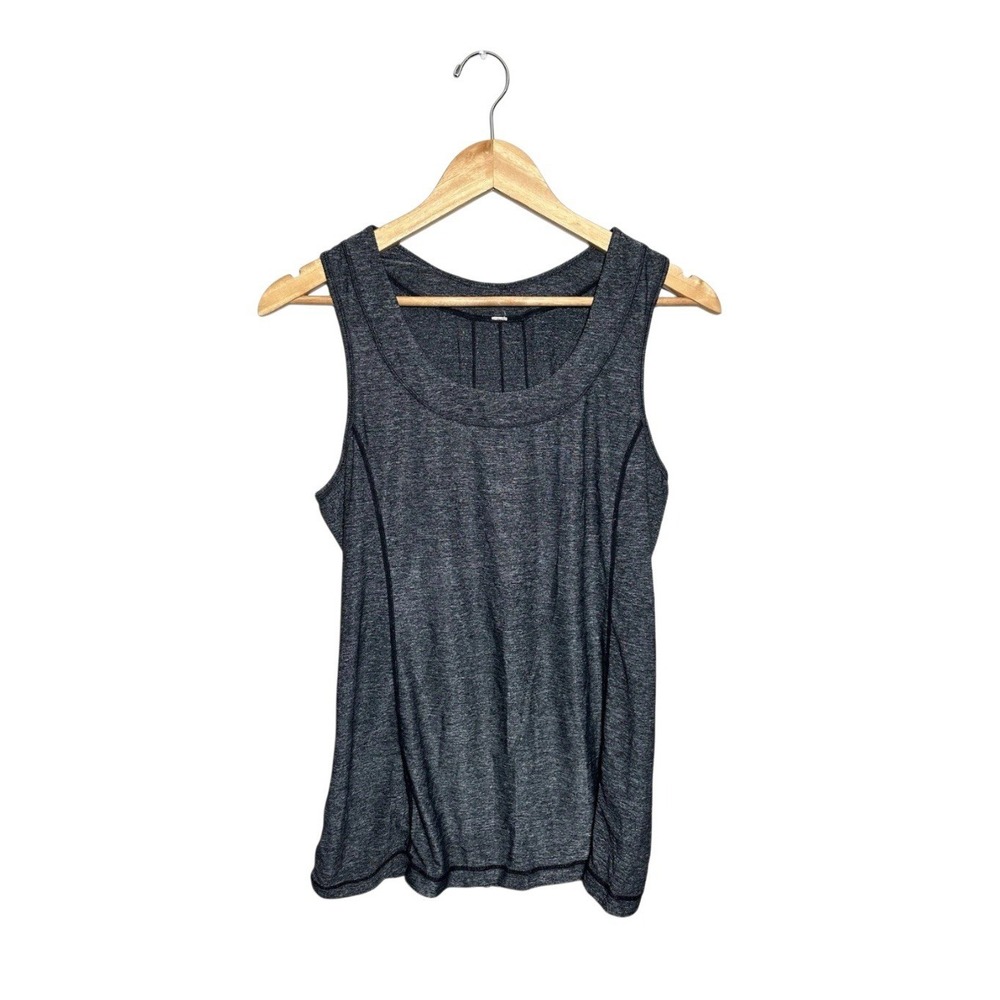 Lululemon Womens Dash Tank II Back Ruffle‎ Media Pocket Athletic Top Sz 12 Black